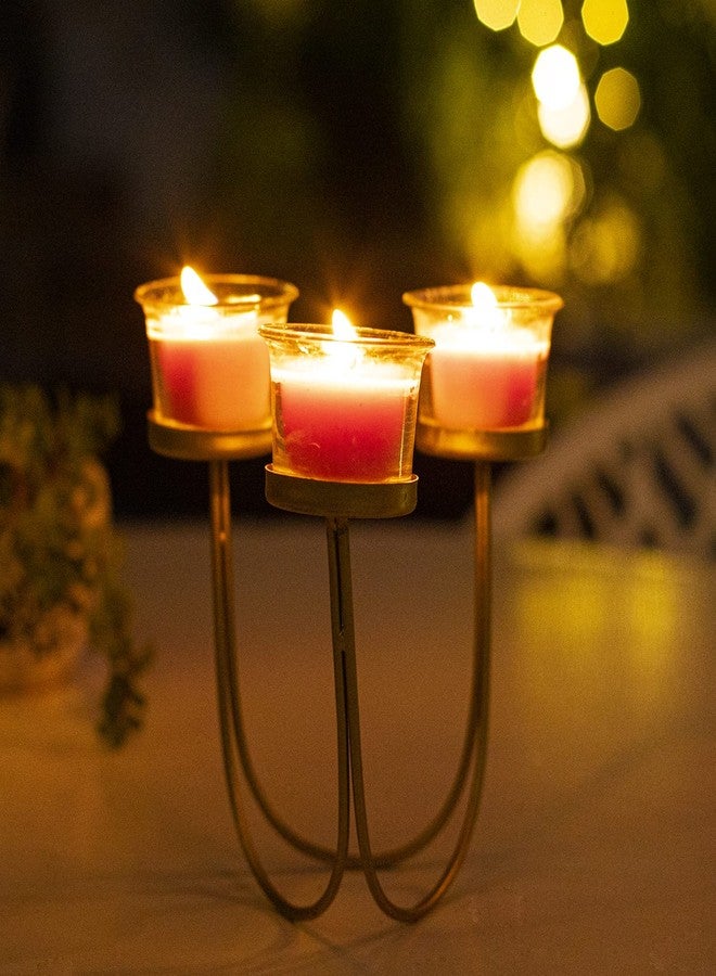 حامل شموع معدني متعدد الاستخدامات من كاميري بازار مع 3 شموع زجاجية - Image 4